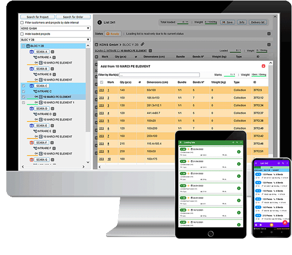 Loading lists with specialized mobile delivery application